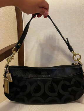 Coach Madison Op art black and gold shoulder bag